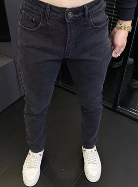 黑灰色牛仔裤男修身小脚2025秋季新款韩版简约高弹力百搭显瘦长裤