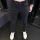 简约高弹力百搭显瘦长裤 黑灰色牛仔裤 新款 韩版 男修身 小脚2025秋季