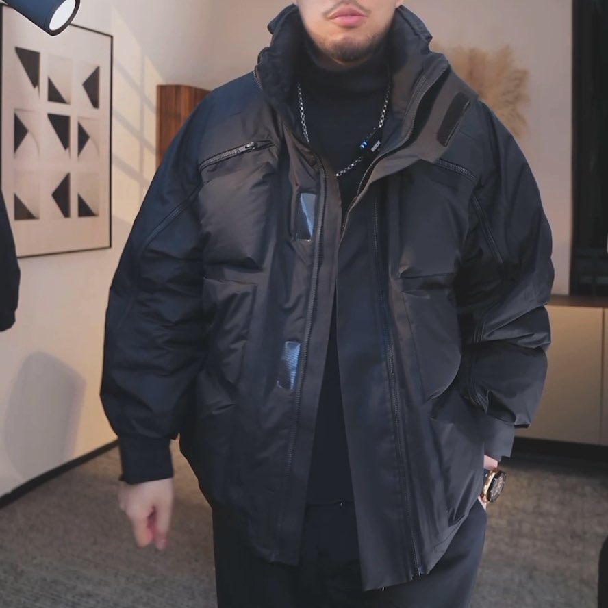 欧货鹅绒服男立领宽松保暖外套冬