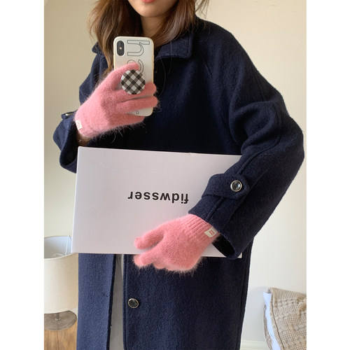 芝士商店温柔可爱定染色兔毛手套