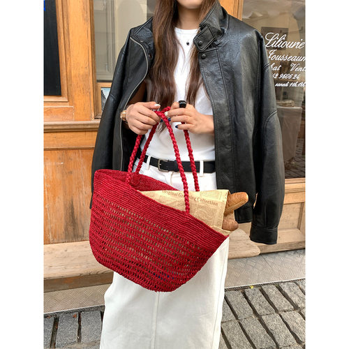 芝士商店~南法度假拉菲草编织包