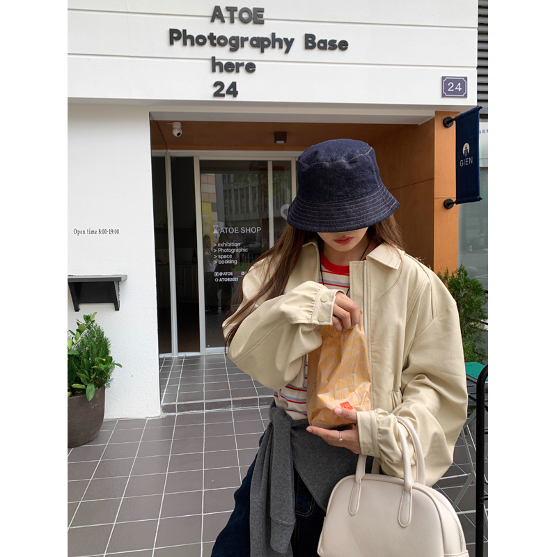 芝士商店素颜通勤双面牛仔渔夫帽