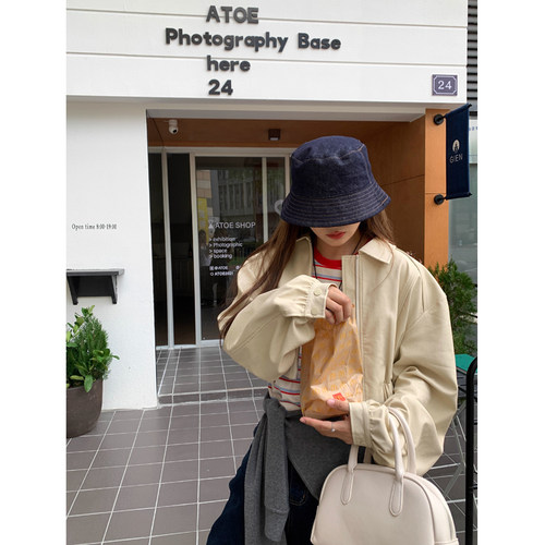 芝士商店素颜通勤双面牛仔渔夫帽