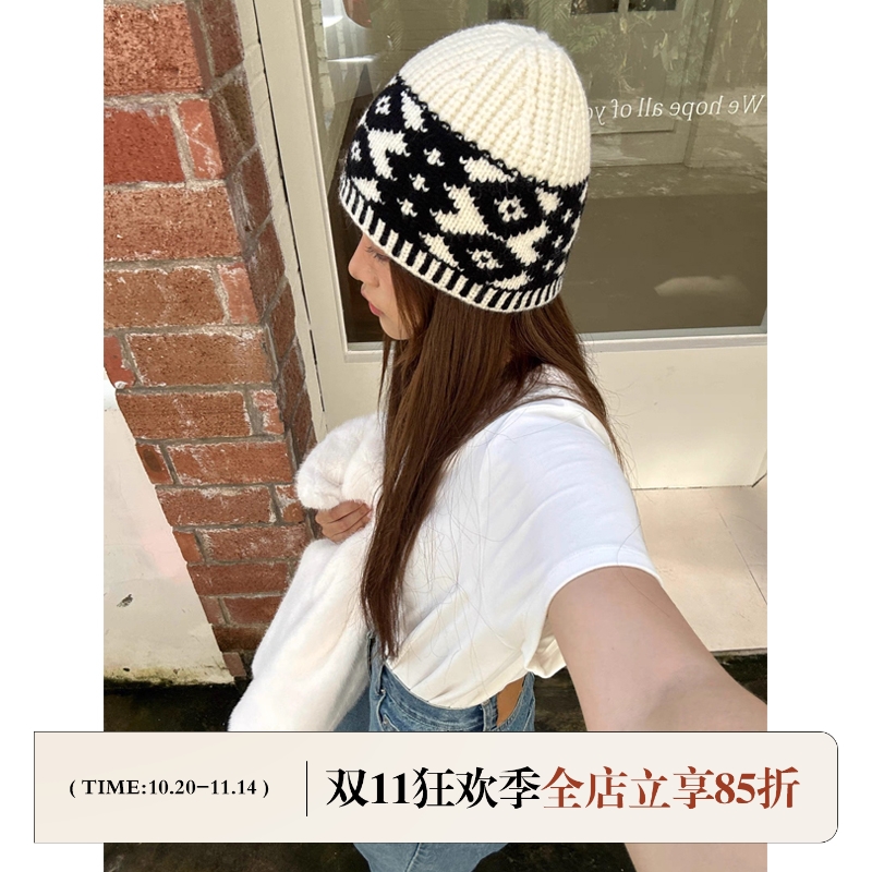 芝士商店复古好搭配针织毛线冷帽