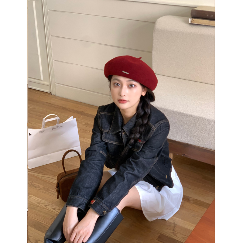 定制款~圣诞红色羊毛贝雷帽女秋冬复古时尚百搭画家帽显脸小帽子