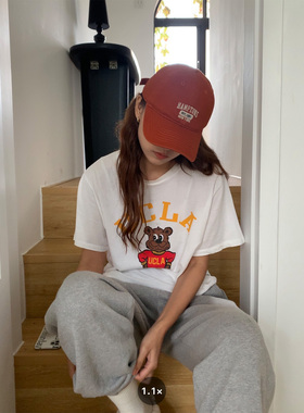 芝士商店~韩国橘红色鸭舌帽女秋冬大帽檐帽子显脸小百搭棒球帽ins