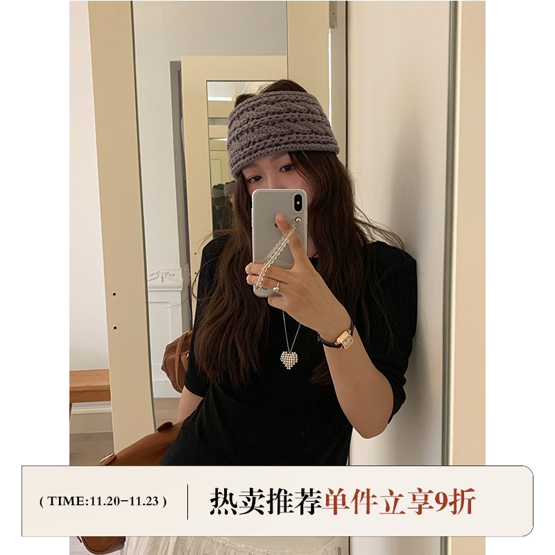 芝士商店~韩系爱心小标针织发带