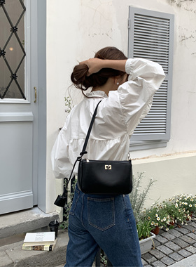 芝士商店~黑色手提单肩包女春季轻奢小众包包高级感凯莉包腋下包