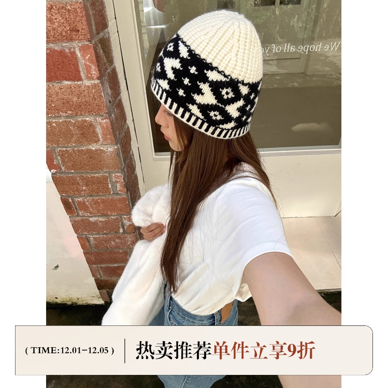 芝士商店复古好搭配针织毛线冷帽