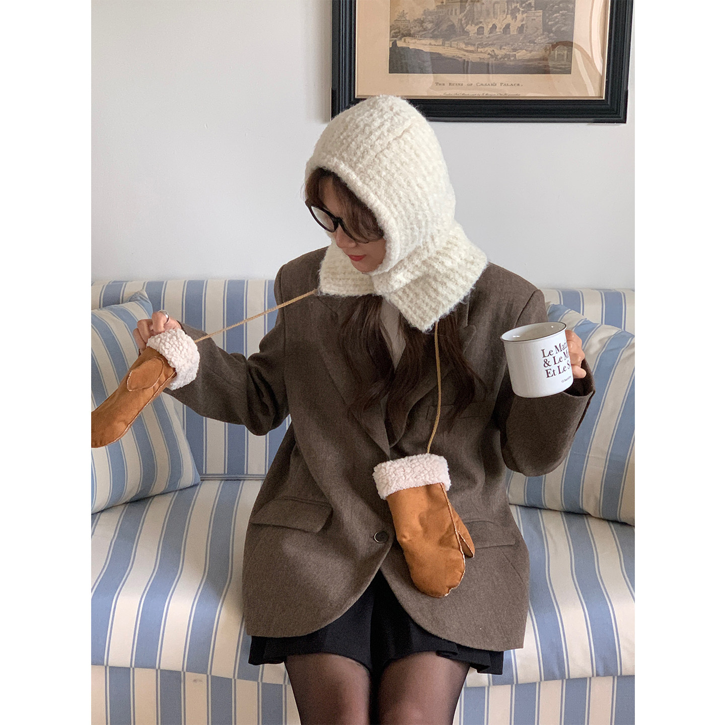 定制款~麂皮绒挂脖不分指加绒手套女冬季防风保暖加厚毛绒手套ins,服饰配件/皮带/帽子/围巾,手套,淘宝优惠券,粉丝福利购,淘宝优惠卷