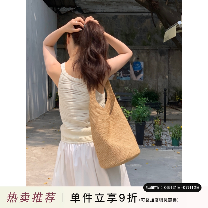 芝士商店~手工编织拉菲草水桶包