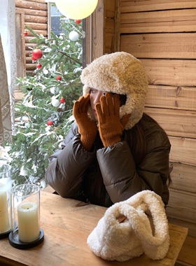 芝士商店~韩国羊羔毛保暖雷锋帽女冬防寒飞行帽子东北雪地护耳帽