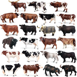 60种牛模型奶牛黄牛牦牛黑牛花牛摆件仿真野生动物儿童玩具