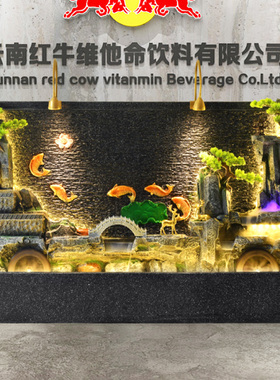 新中式公司logo墙装饰摆件