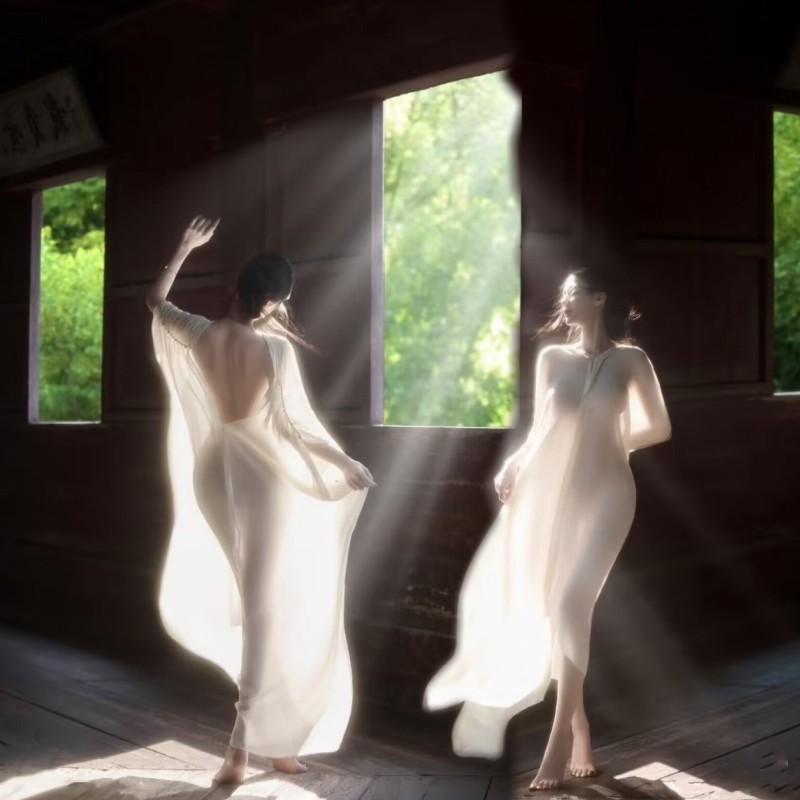 佛系高级新中式古风长裙影楼写真