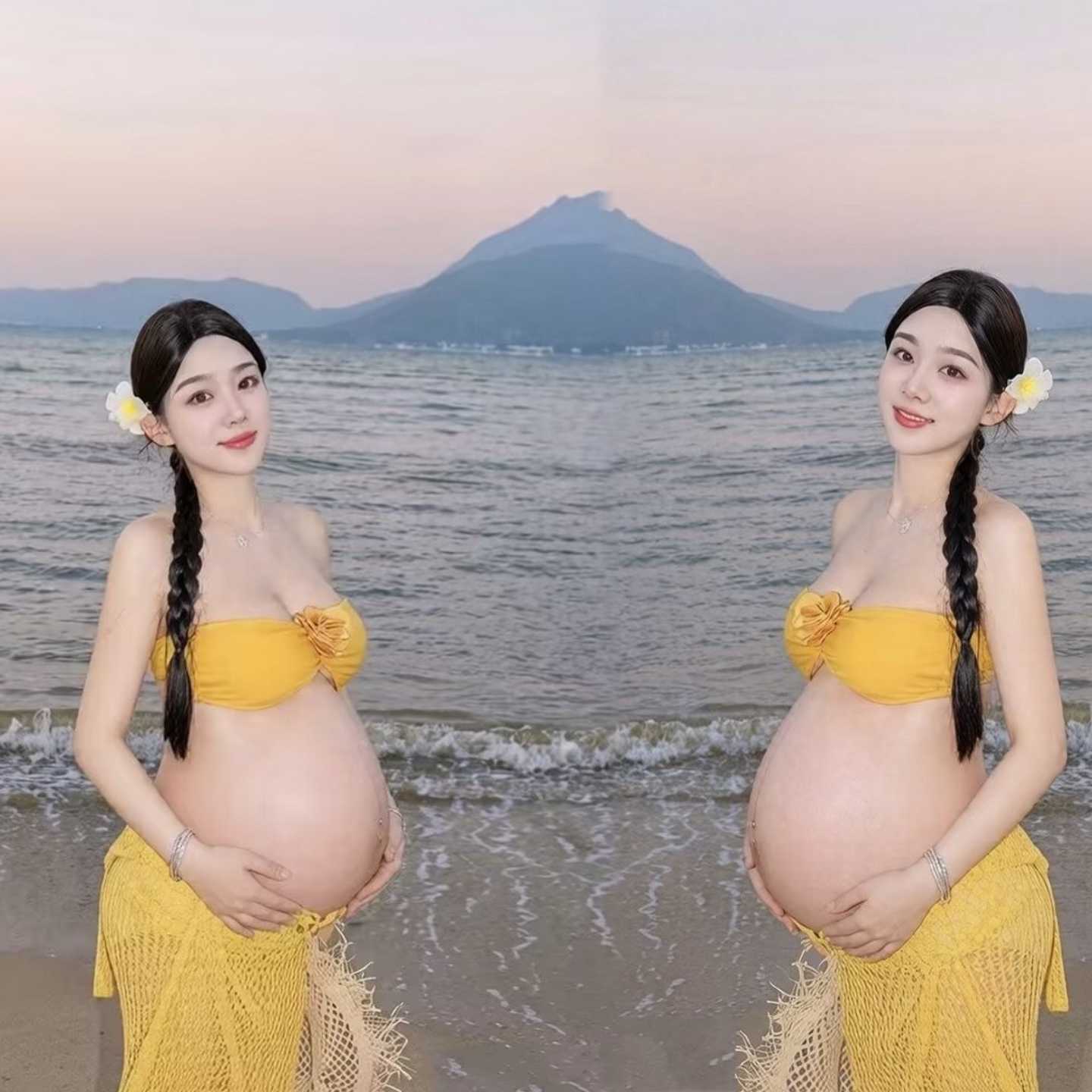 影楼新款夏季孕妈咪海边摄影服