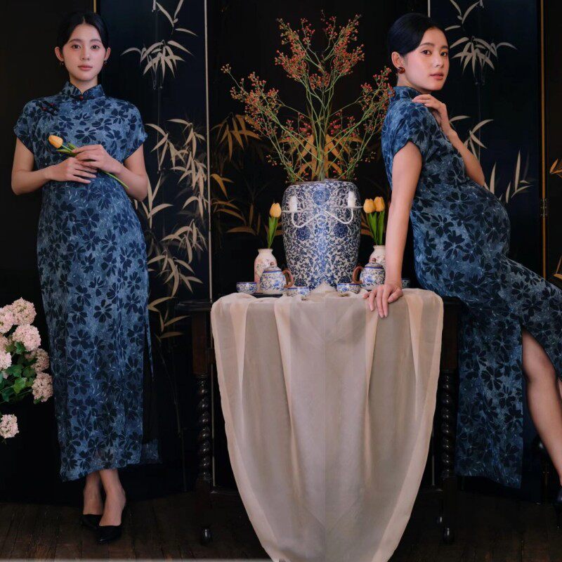 孕妇拍照写真复古国风修身旗袍