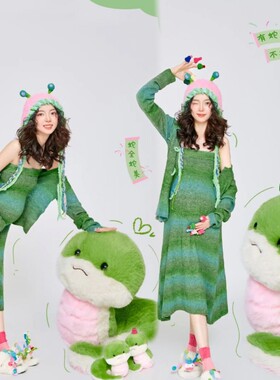 影楼孕妇新年拍照主题绿色针织套装孕妈咪室内艺术照摄影服装