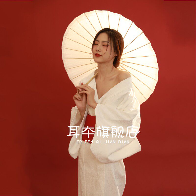 神明少女日式浴衣白色改良和服