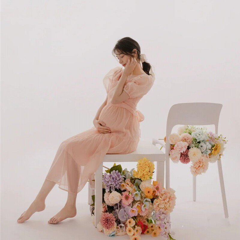 新款影楼孕妇拍照服装孕妈咪大肚写真法式公主风仙女欧根纱连衣裙