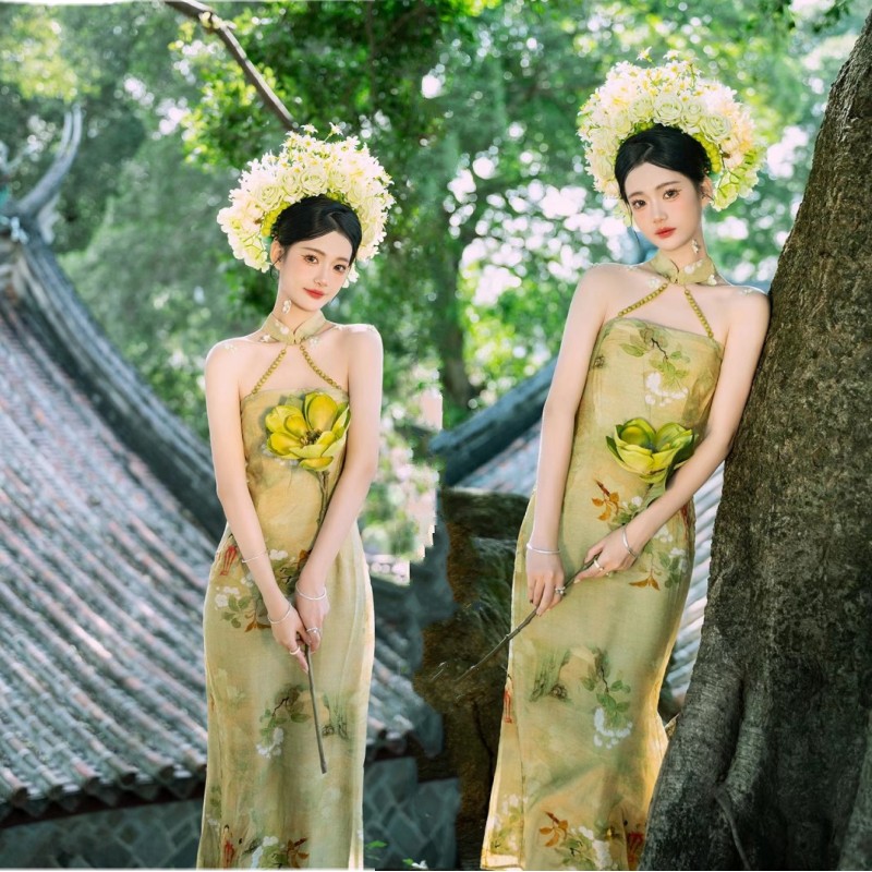 簪花主题写真服装中式复古
