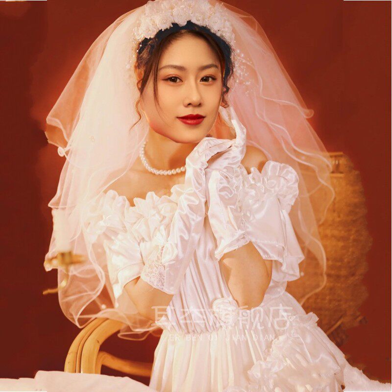 复古婚纱港风艺术照写真连衣裙