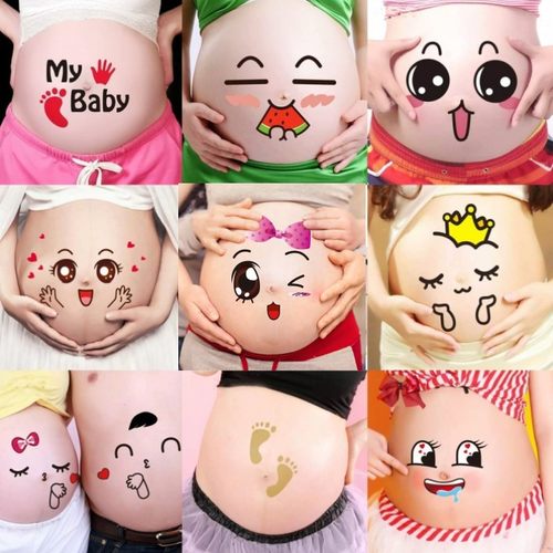 孕妇照肚皮贴大肚子贴画