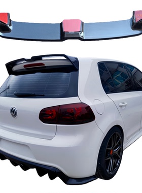 适用于2010-2013大众高尔夫6尾翼GOLF 6 MK6 GTI改装免打孔碳纤纹