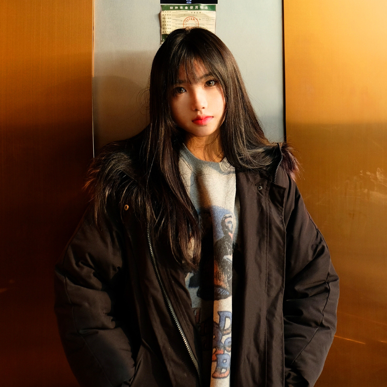 2021秋冬新款中长款羽绒棉服女白鸭绒大码宽松大毛领加厚潮流外套