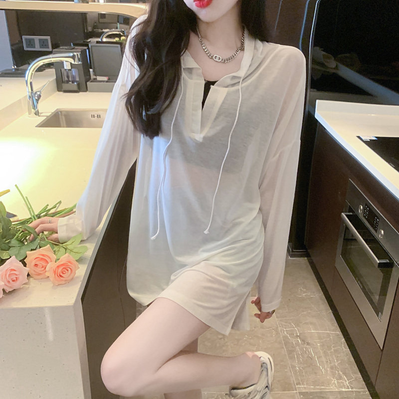 很仙的防晒上衣女夏季薄款冰丝外穿中长款bf风休闲百搭罩衫外套潮