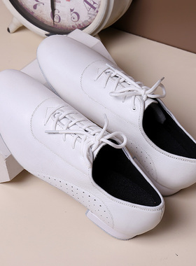 白色真皮男士摩登舞鞋广场舞成人拉丁舞软底国标男式交谊跳舞蹈鞋