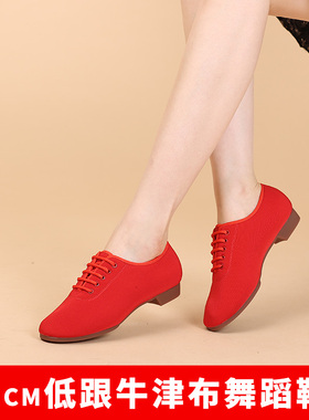 新款2cm低跟牛津布舞蹈鞋女士防滑室外交谊水兵软底跳广场舞蹈鞋