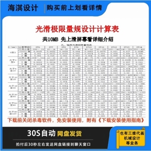 光滑极限量规设计计算表轴孔用光滑极限表轴孔用量规个尺寸表