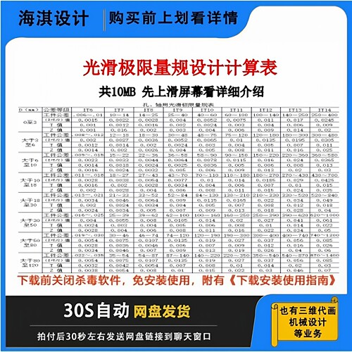 光滑极限量规设计计算表