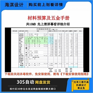 材料预算及五金手册查询及重量计算必备输入长度可以自动计算