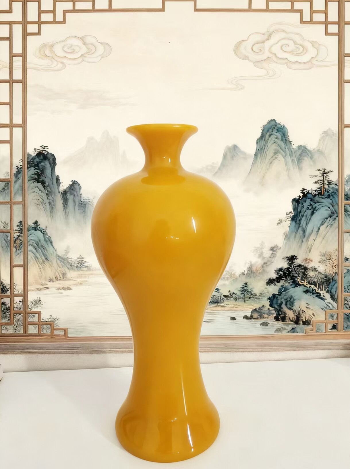 淄博鸡油黄花瓶美人瓶客厅家居饰品乔迁新居礼品，50多厘米高