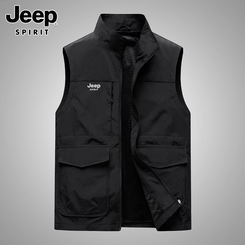 JEEP VEST MENS SPRING NEW MULTI-POCKET SHOULDER VEST VERSATILE AMERICAN CARGO CASUAL HORSE CLIP JACKET MEN