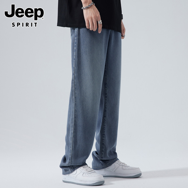JEEP SPIRIT JEANS MENS SPRING 2024 NEW TREND LOOSE STRAIGHT LEG LYOCELL LONG PANTS MEN