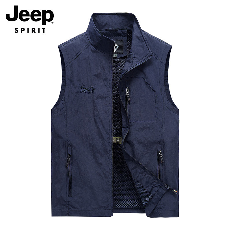JEEP VEST MENS WINTER NEW FLEECE THICKENED CASUAL MULTI-POCKET HORSE CLIP LOOSE SPORTS SHOULDER JACKET MEN