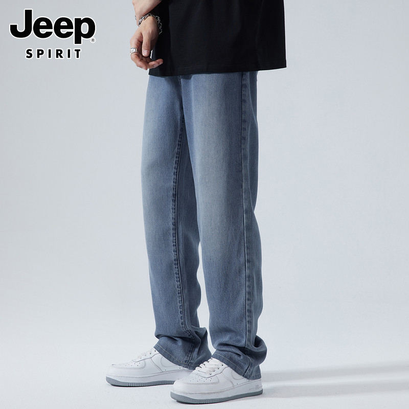 JEEP SPIRIT JEANS MENS SPRING 2024 NEW TREND LOOSE STRAIGHT LEG LYOCELL LONG PANTS MEN
