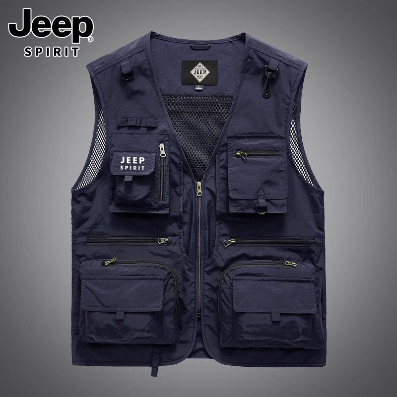 JEEP VEST MENS AUTUMN LIGHT MULTI-POCKET CAN-SHOULDER VEST DETACHABLE MOUNTAIN CARGO SLEEVELESS JACKET MENS