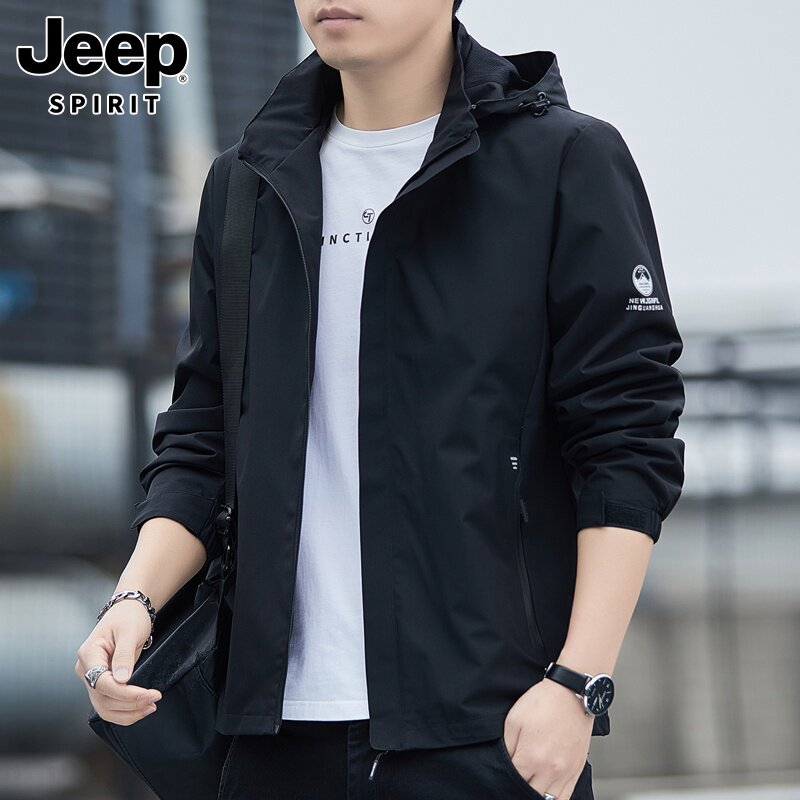 JEEP SPIRIT JACKET MENS SPRING NEW TREND SPORTS TOP HOODED WINDPROOF CASUAL JACKET MEN