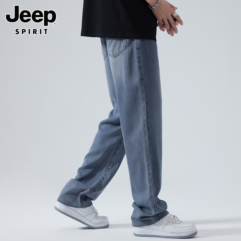 JEEP SPIRIT JEANS MENS SPRING 2024 NEW TREND LOOSE STRAIGHT LEG LYOCELL LONG PANTS MEN