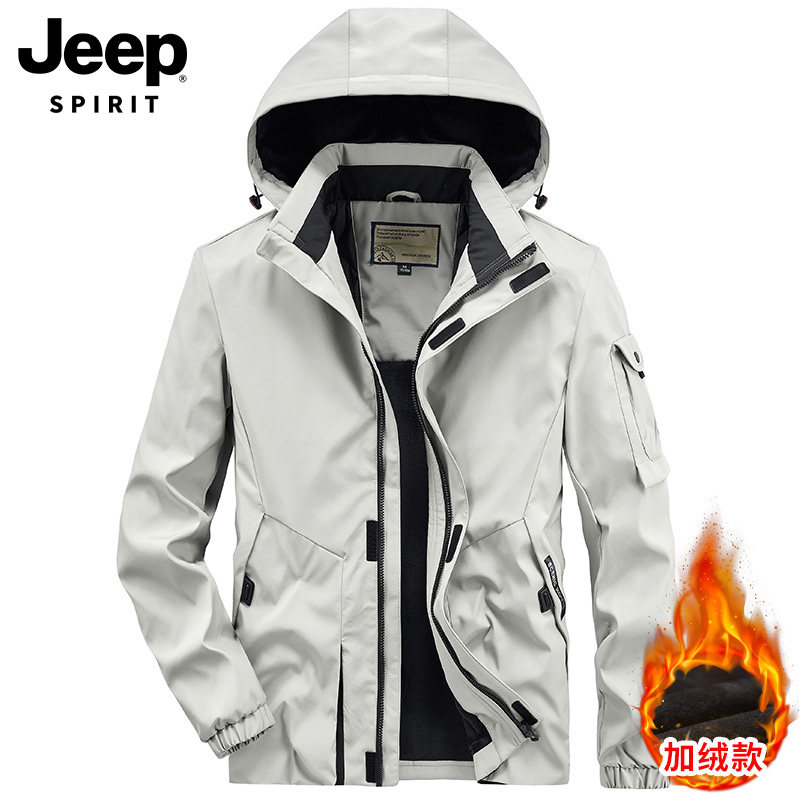 JEEP JACKET MENS WINTER PILE THICKENED DETACHABLE HOOD TOP AMERICAN SPORTS WINDPROOF JACKET MENS TIDE