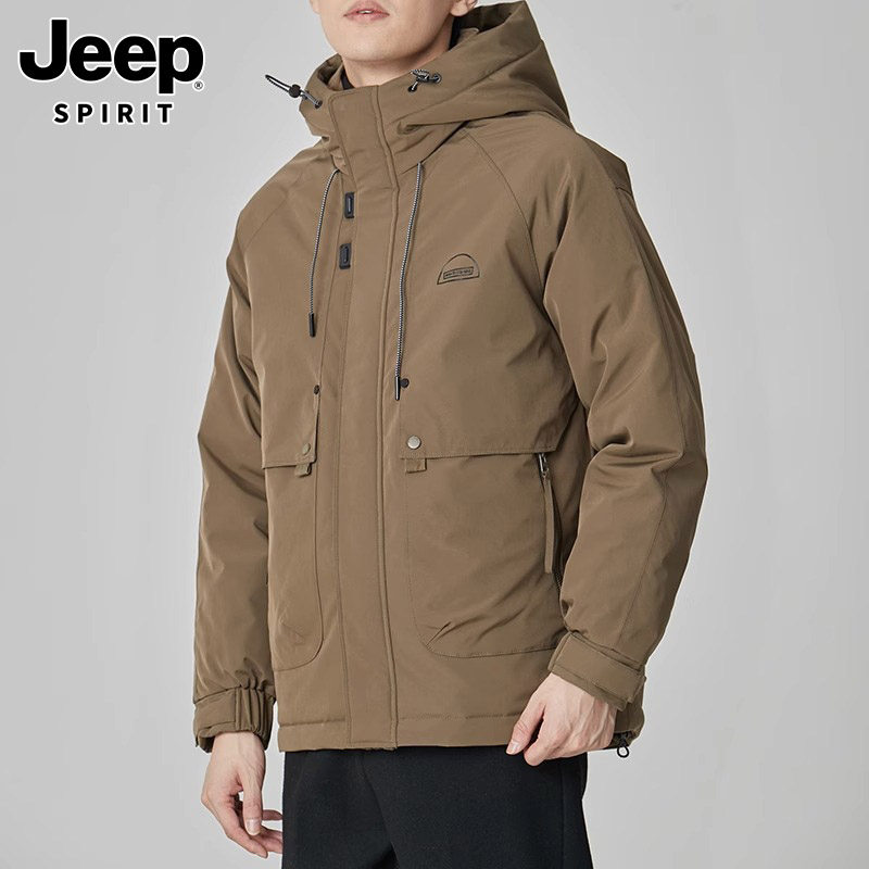 JEEP COTTON CLOTHES MENS NEW WINTER TREND HOODED THICKENED DOWN COTTON TOP COLD PROTECTION WARM CASUAL JACKET MEN