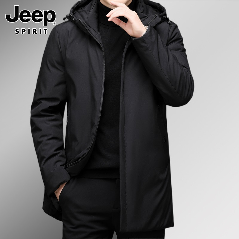 JEEP WINTER PADDED MENS MID-LENGTH BUSINESS WARM COLD COAT JACKET TREND HOODED DOWN PADDED JACKET MEN
