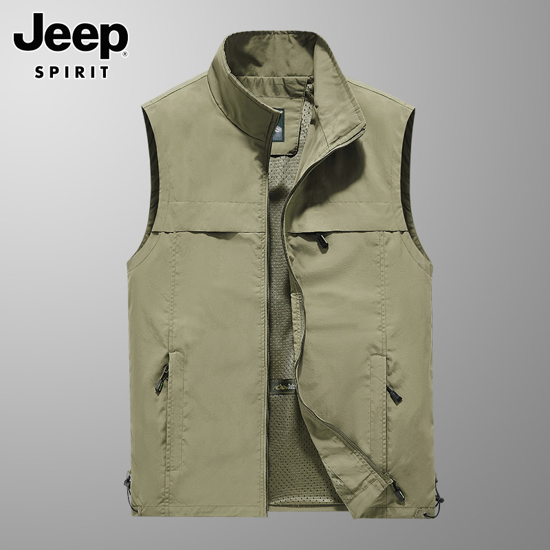 JEEP VEST MENS AUTUMN NEW SPORT FISHING MOUNTAINEERING CLOTHES WORKWEAR CASUAL LOOSE VERSATILE SLEEVELESS JACKET MEN