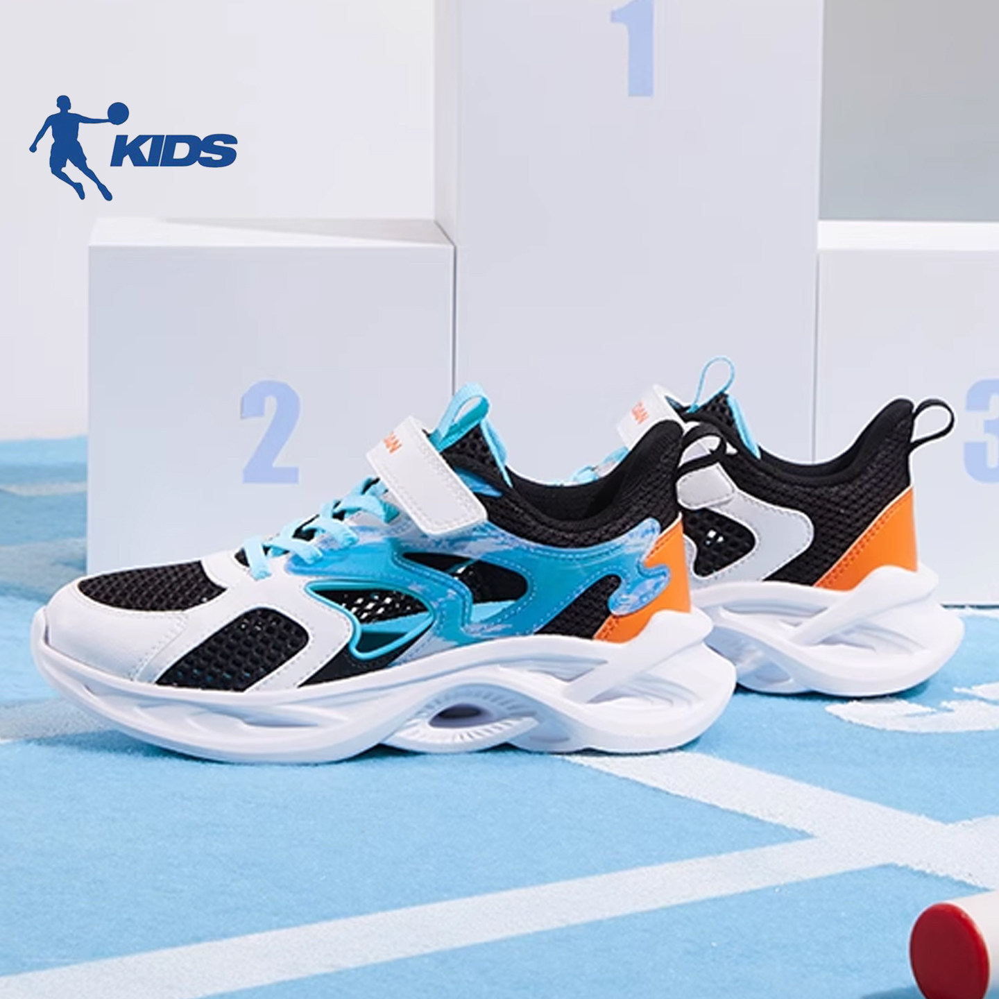 乔丹男童运动鞋透气网面洞洞鞋夏季新款中大童儿童单网跑步鞋凉鞋