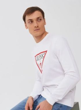 GUESS2025新款男士圆领卫衣长袖休闲百搭上衣