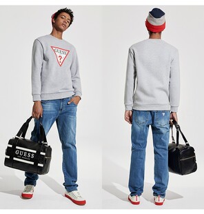 热销 新品 guess圆领印花长袖 纯棉常规情侣春秋休闲卫衣